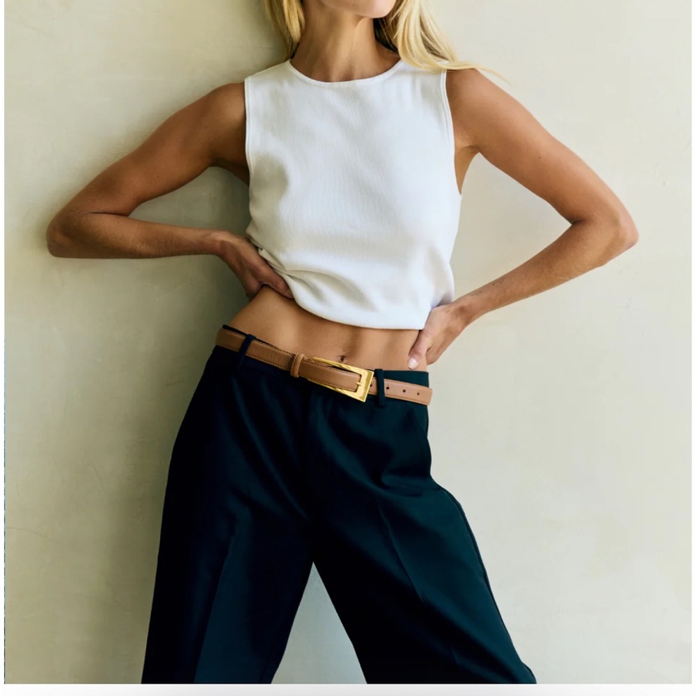 AUREUM 24K gold tone hardware Leather Belt NWT - Picture 7 of 7